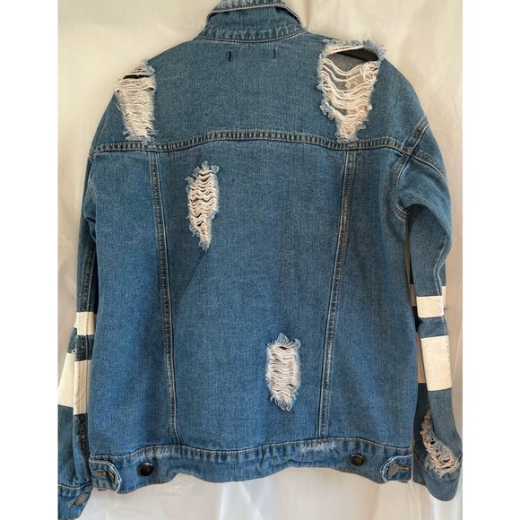 FOREVER 21 WOMAN'S DISTRESSED‎ JEAN JACKET SIZE S - Picture 5 of 8